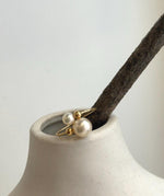 18K Au750 gold Akoya pearl adjustable engagement ring with genuine saltwater pearl
