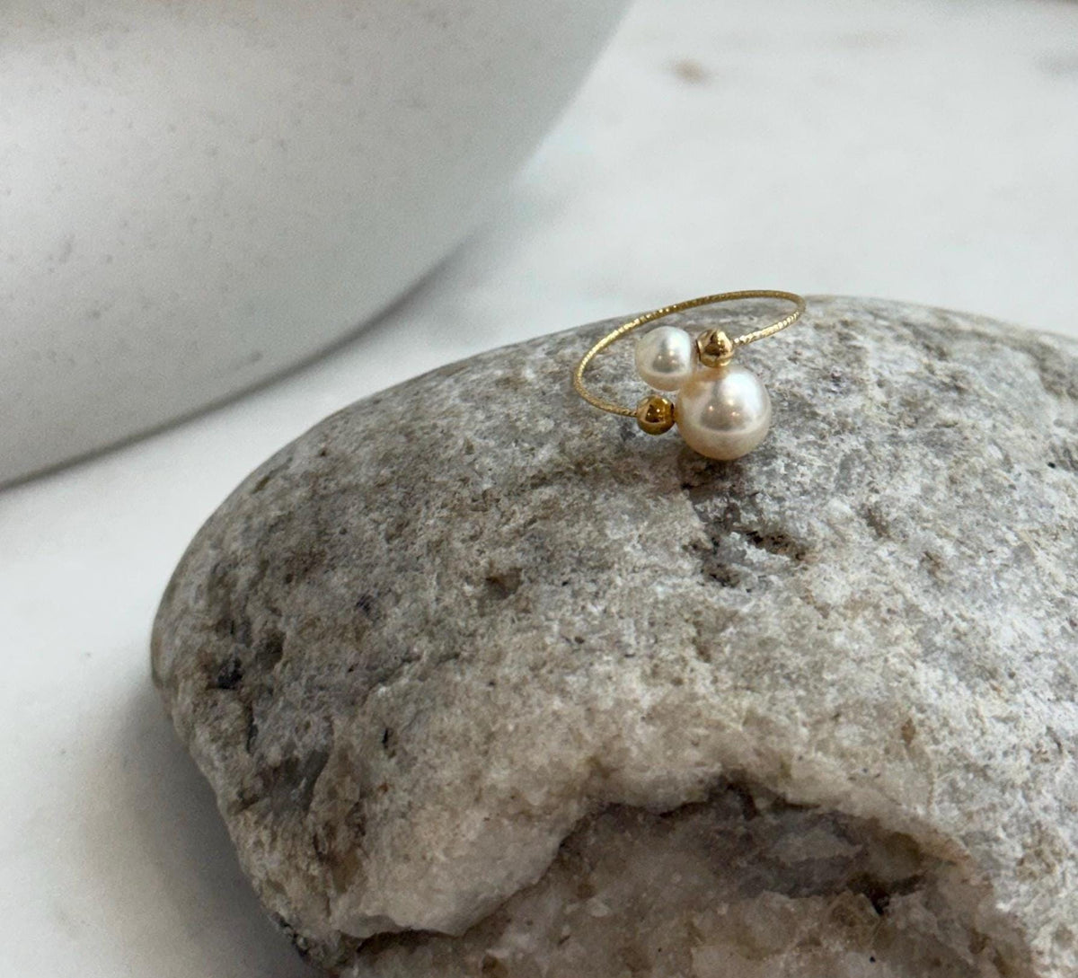 Timeless Akoya pearl adjustable ring for engagement or anniversary gift