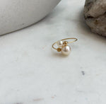 Japanese Akoya pearl fine jewelry ring with polished 18K gold band