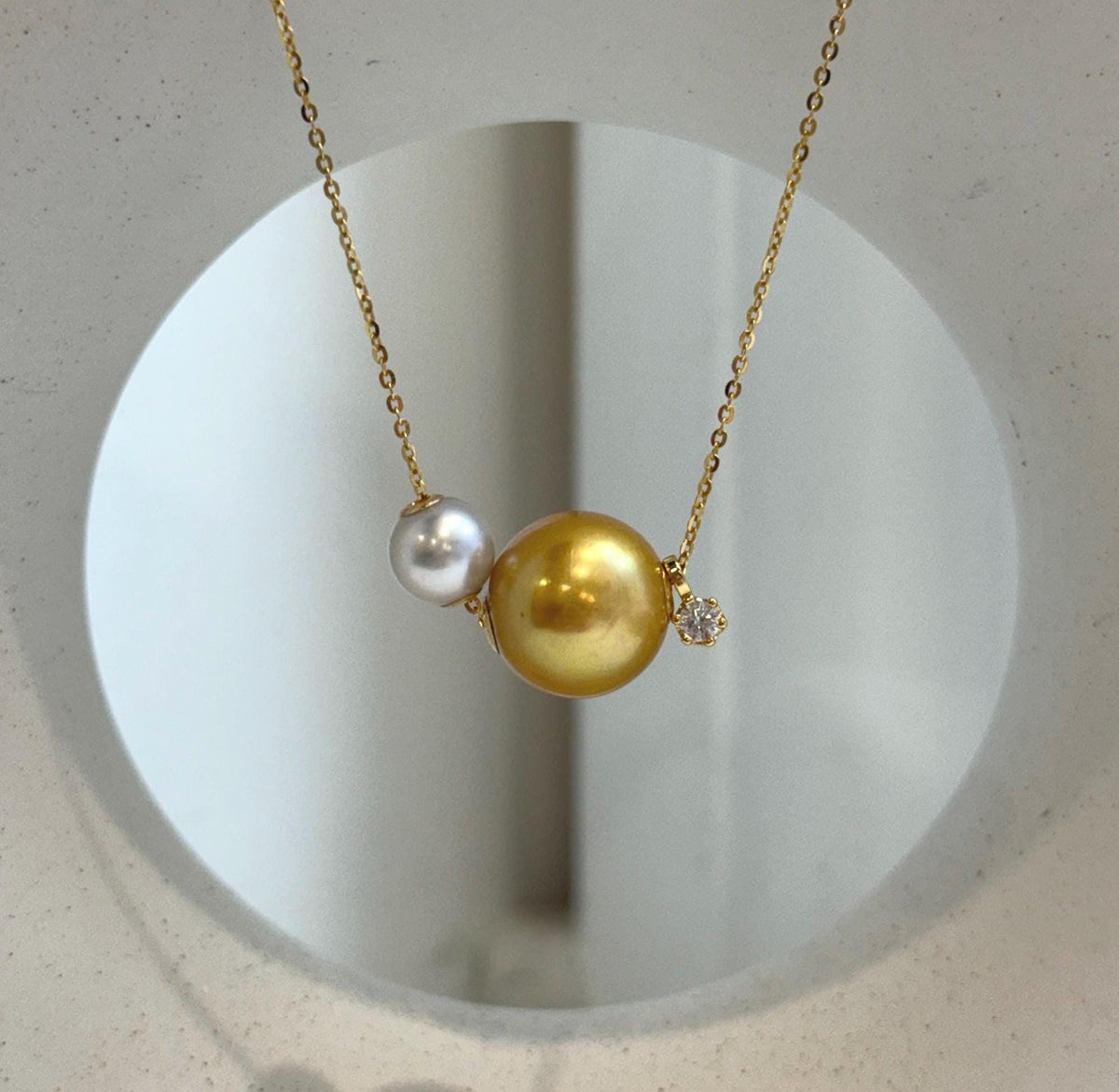 Double pearl pendant necklace with genuine Edison and Akoya pearls
