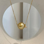 13mm deep tea golden South Sea pearl floating pendant necklace in 18K gold