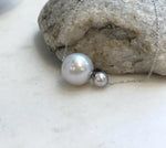 Elegant double pearl floating pendant with saltwater Akoya pearl and Edison pearl design