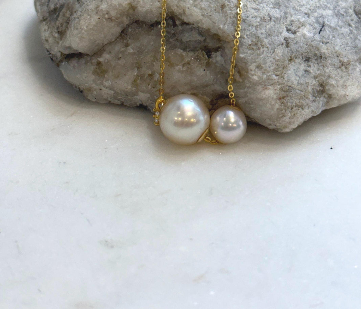 South Sea golden and Akoya pearl pendant with beautiful natural pearl luster