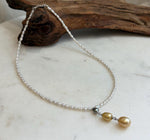 Handmade genuine pearl drop necklace with sterling silver components