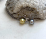 Elegant S925 silver bicycle necklace with platinum and golden ocean pearls.