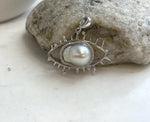 Unique South Sea baroque pearl necklace with modern evil eye design