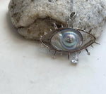 Blue Ocean Mabe pearl set in an artistic S925 sterling silver pendant