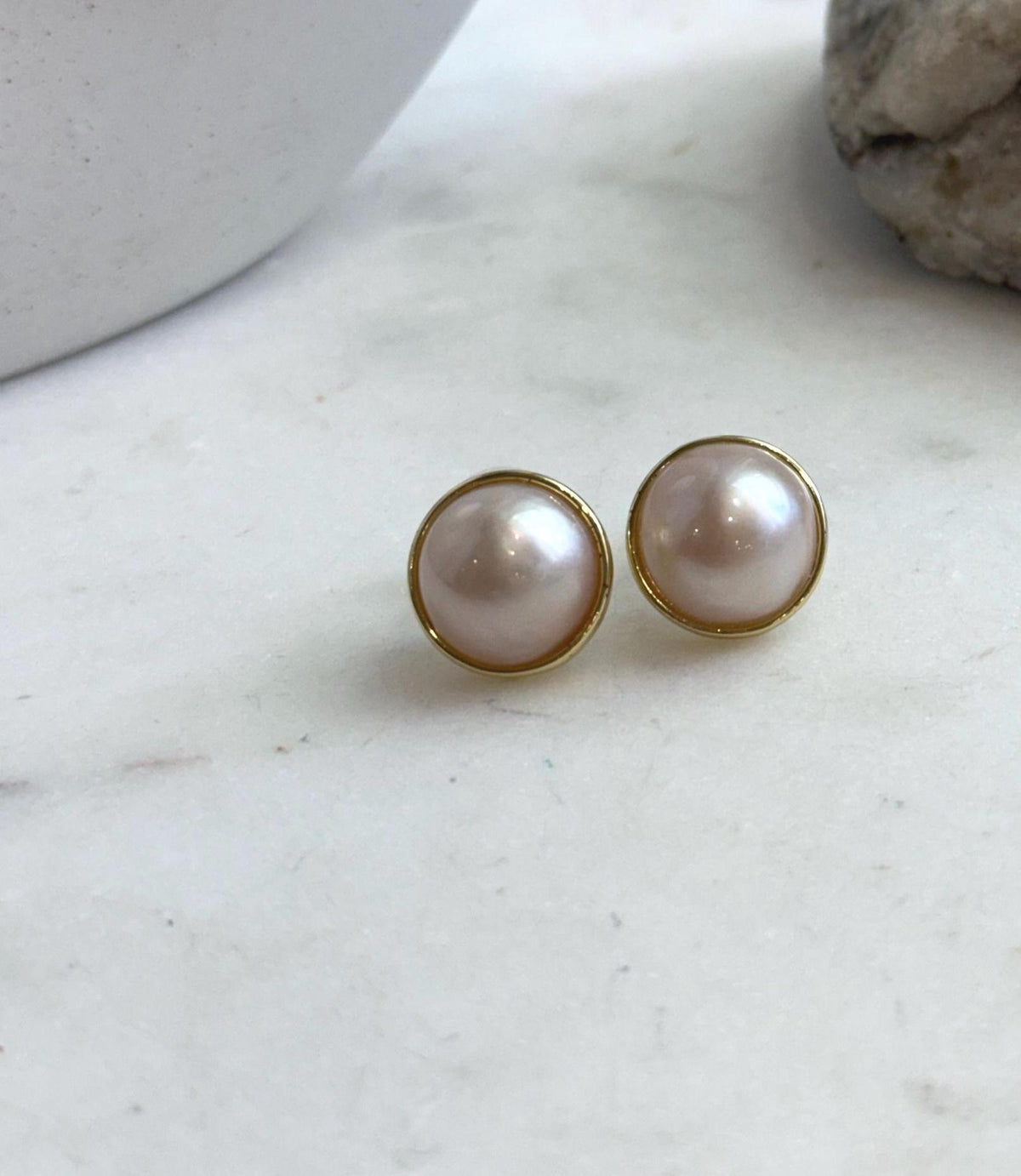 Elegant genuine pearl stud earrings for women