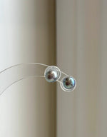 Natural silver blue Akoya ocean pearl stud earrings with extreme mirror luster