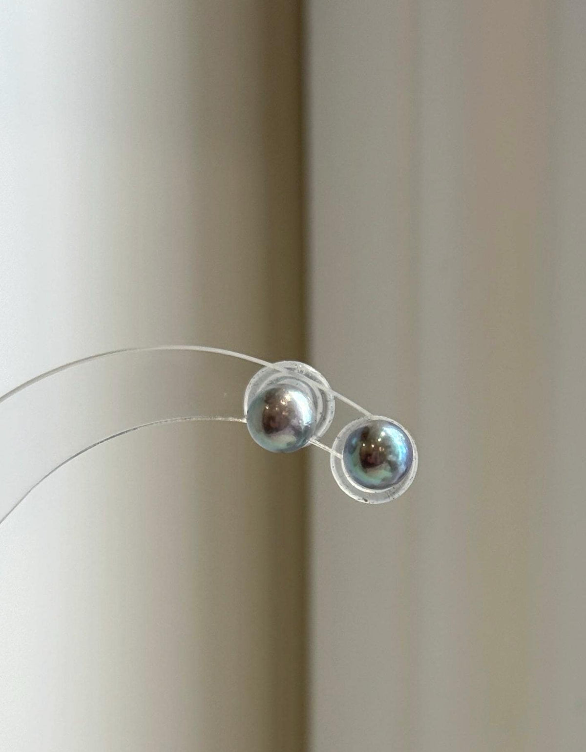 Natural silver blue Akoya ocean pearl stud earrings with extreme mirror luster