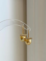 South Sea deep tea golden pearl hook earrings with extreme mirror luster