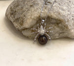 Tahitian ocean pearl spider pendant in copper material with elegant Halloween design