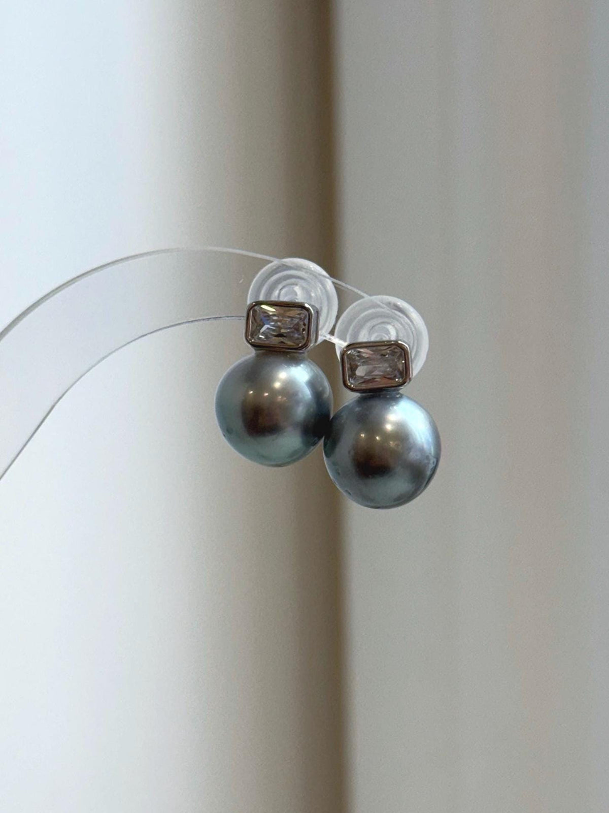 Luxury Tahitian pearl stud earrings handcrafted with S925 sterling silver