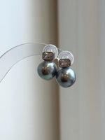 Luxury Tahitian pearl stud earrings handcrafted with S925 sterling silver