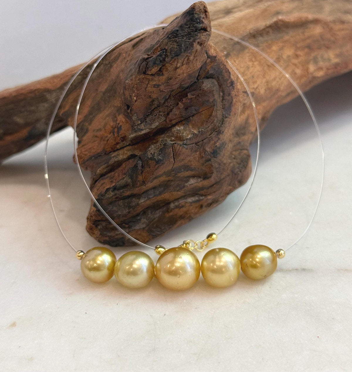 South Sea golden pearl necklace with S925 silver components.