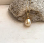 Elly’s 13.4x14.7mm South Sea Deep Tea Gold Pearl Pendant | Genuine Saltwater Ocean Pearl | Extreme Mirror Luster | S925 Sterling Silver