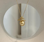Elegant South Sea golden pearl pendant with contemporary geometric sterling silver setting
