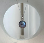 Round purple Mabe pearl necklace set with elegant S925 mysterling silver pendant design