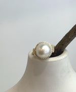 Genuine saltwater South Sea white pearl statement ring in sterling silver