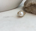 12mm South Sea white pearl ring with high luster and S925 sterling silver setting