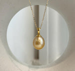 Huge South Sea deep tea gold pearl pendant with extreme mirror luster