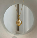 Large South Sea golden pearl pendant in S925 sterling silver
