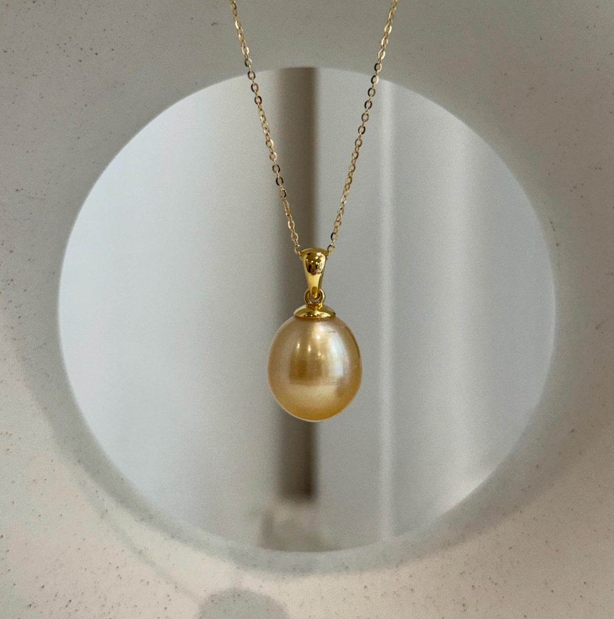 Large South Sea golden pearl pendant in S925 sterling silver