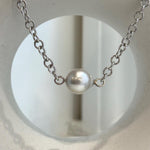 Australian ocean white pearl necklace with genuine saltwater pearl and S925 sterling silver chain