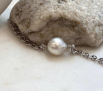 S925 sterling silver necklace with natural Australian white saltwater pearl