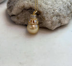 Golden South Sea pearl necklace set in gold-tone S925 sterling silver.