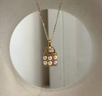 Crystal-accented handbag pendant with six genuine saltwater pearls