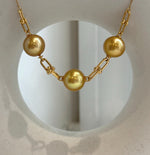 Chartier 3pcs 13.2-13.8mm Edison Golden Pearl Satellite Necklace | Genuine Saltwater Pearls | Extreme Mirror Luster | S925 Silver | 18.9”