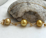 Chartier 3pcs 13.2-13.8mm Edison Golden Pearl Satellite Necklace | Genuine Saltwater Pearls | Extreme Mirror Luster | S925 Silver | 18.9”