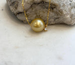 Genuine saltwater South Sea golden pearl pendant with rich deep tea color