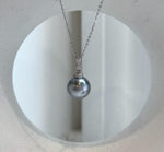 Single Tahitian pearl pendant necklace in a cool platinum blue tone