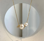 18K gold floating pendant with three genuine South Sea golden and Akoya ocean pearls
