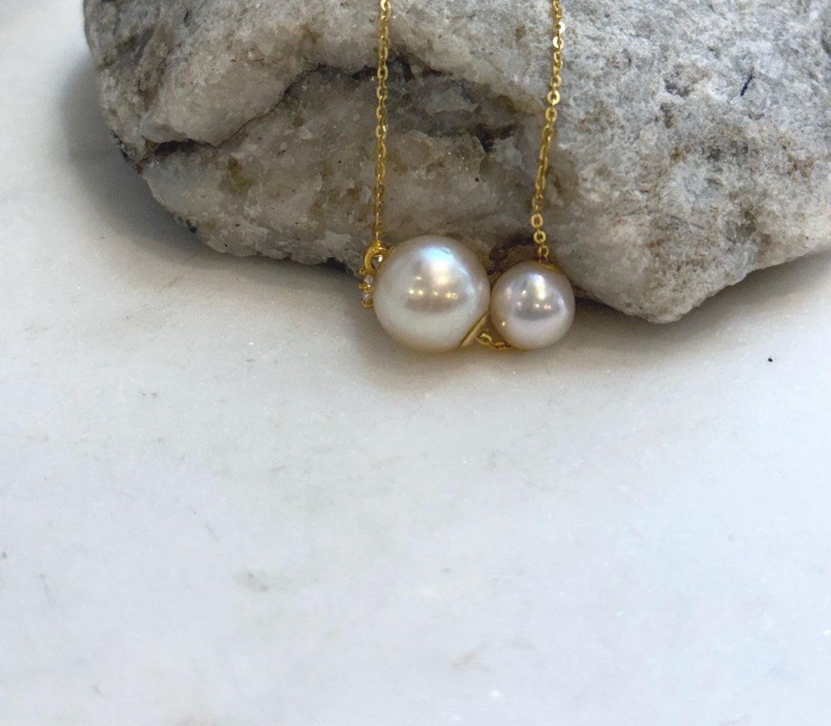 Three pearl pendant featuring South Sea golden pearls and Akoya saltwater pearls