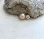 Luxury genuine saltwater pearl pendant with three floating pearls and 18K gold