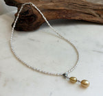 Luxury pearl necklace featuring Tahitian Keshi and golden South Sea pearls