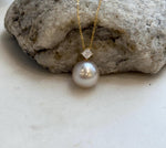 Elegant South Sea champagne pearl pendant with extreme mirror luster.