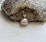 South Sea champagne pearl pendant with Au750 18K solid gold and Moissanite.