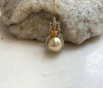 Elegant genuine saltwater pearl pendant with rich golden color