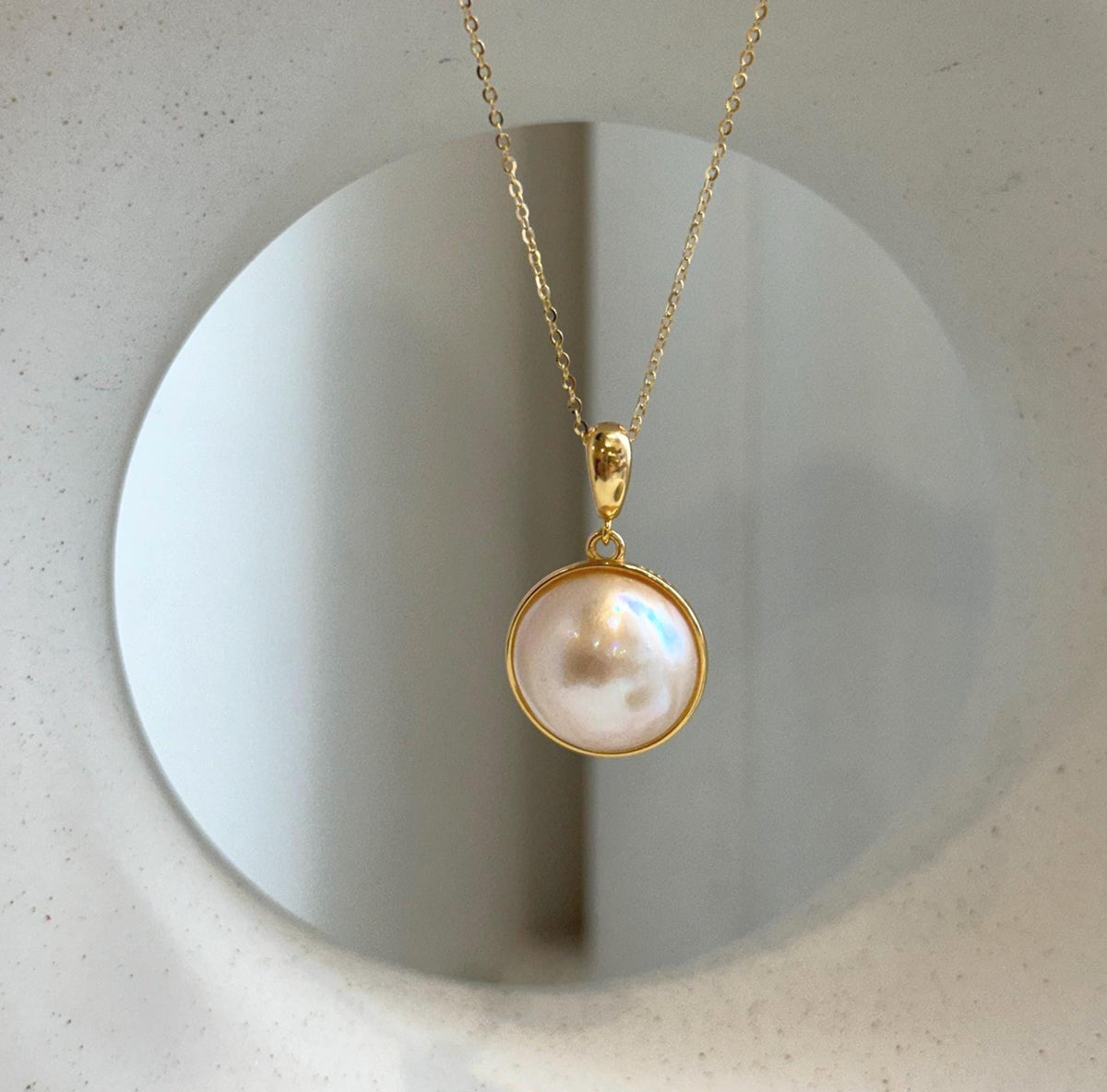 Genuine ivory Mabe pearl pendant necklace for elegant everyday wear