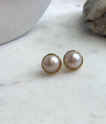 Genuine Ocean Mabe pearl earrings set in S925 sterling silver