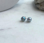 Elegant silver blue ocean pearl earrings for a fine jewelry gift