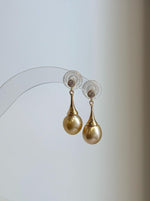 Elegant South Sea deep golden pearl earrings for special occasions