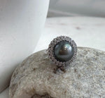 Genuine Tahitian pearl ring with extreme luster.