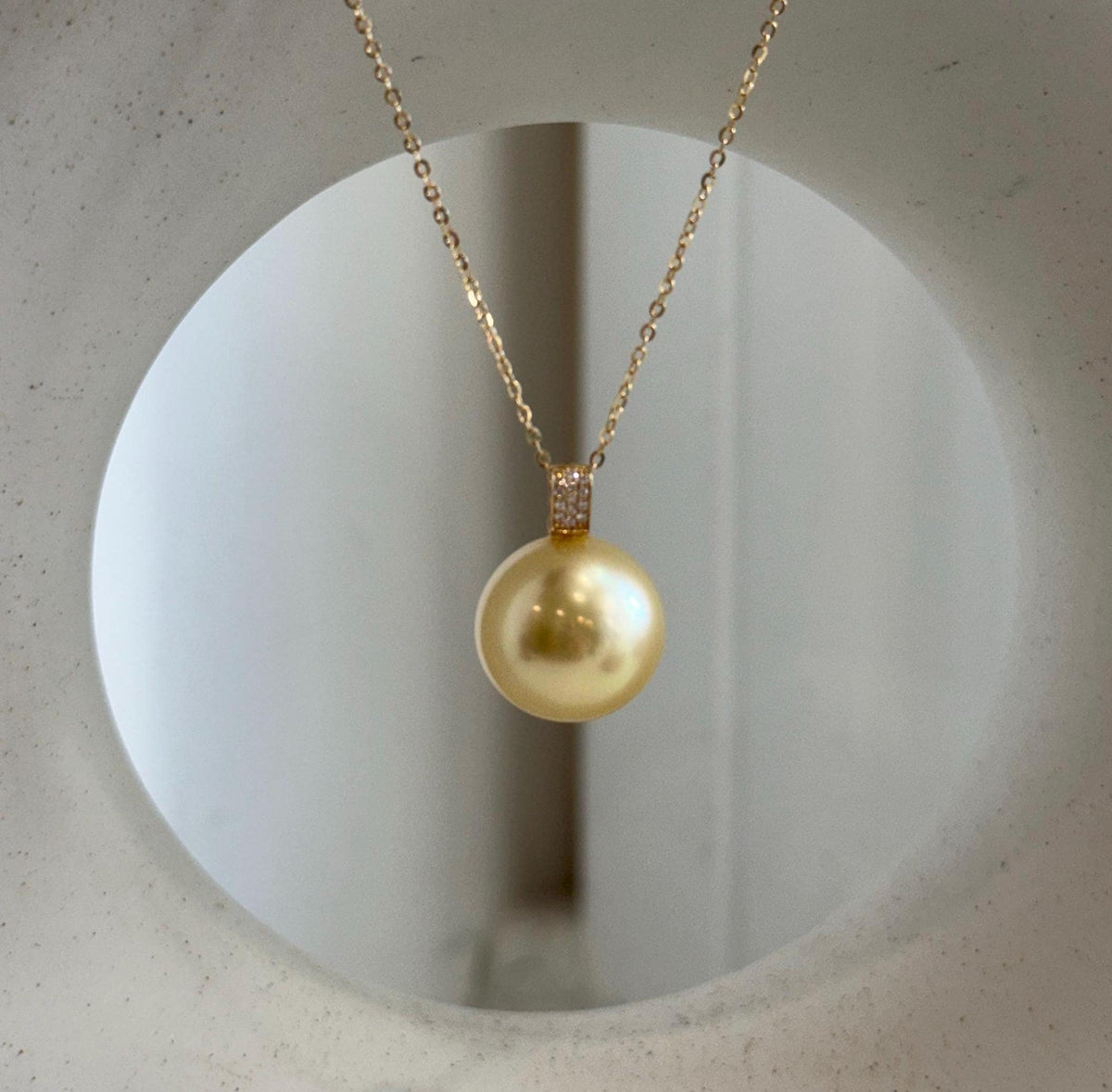 South Sea golden pearl with a reflective surface.