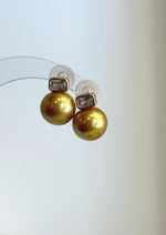 S925 sterling silver stud earrings with deep golden Edison pearls.