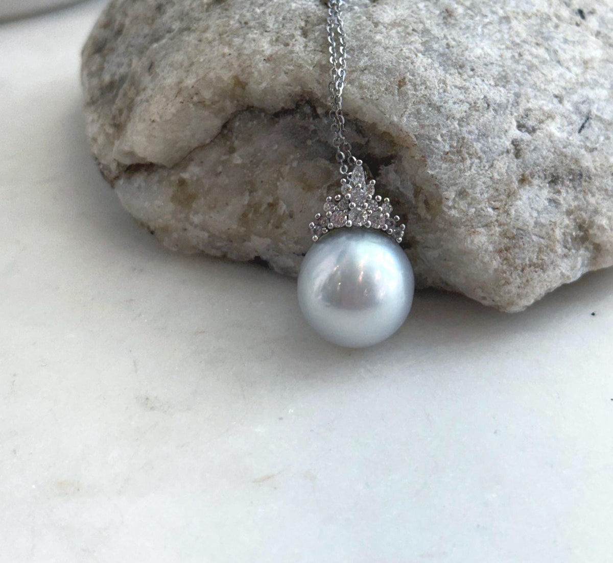 Australian white pearl with a soft blue overtone and mirror luster